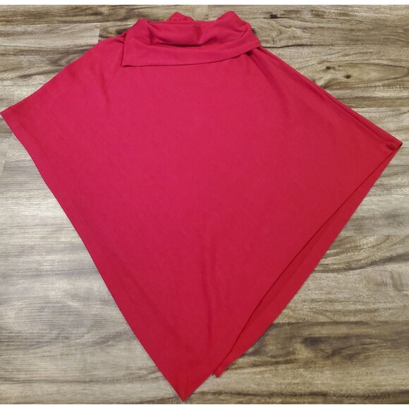 Annalee + Hope Women's Gorgeous Medium Red Poncho Collared Button Accents Cape - Picture 4 of 4